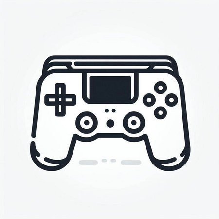 Video game controller icon. Vector illustration. Black and white gamepad.