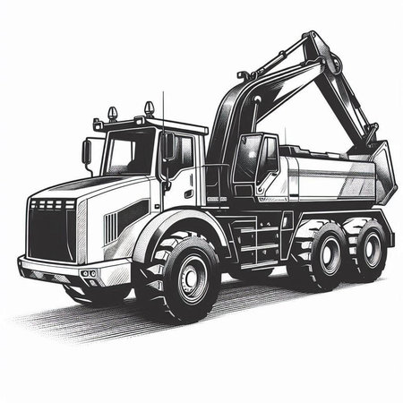 An image of a large excavator. The illustration on a white background.
