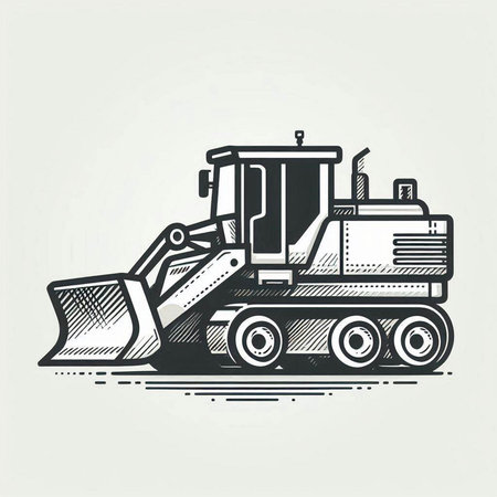 Bulldozer, heavy duty construction equipment, bulldozer vector illustration.