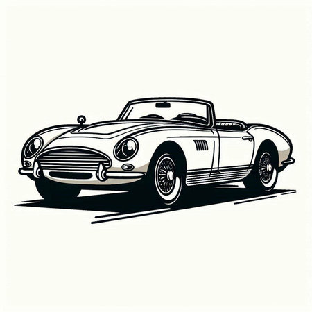 Retro car vector illustration. Hand drawn vector illustration of a vintage car.