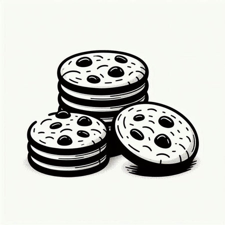 Vector illustration of a stack of chocolate chip cookies on a white background