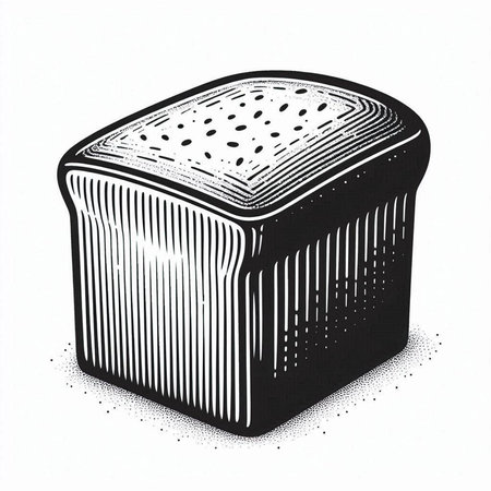 black and white engraving illustration of a loaf of bread.
