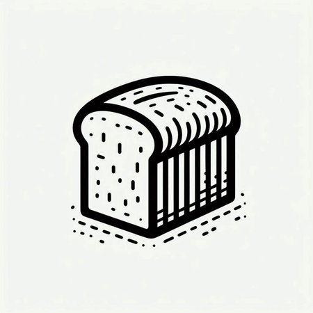 Bread icon, vector illustration. Flat design style. Black and white.