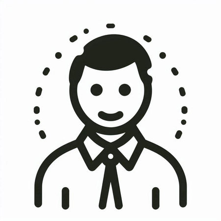 Vector illustration of a man in a suit with a smile on his face.