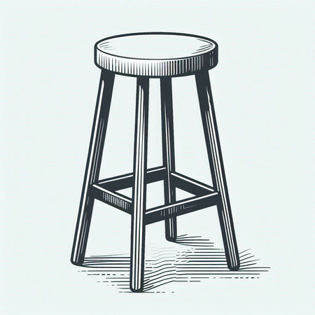 Vintage bar stool in engraving style. Vector illustration.