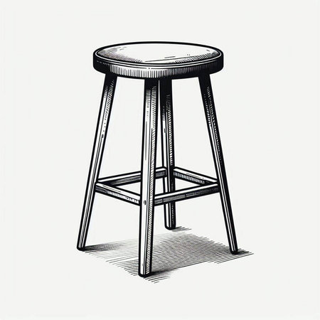 Bar stool on a white background. Vector illustration in sketch style.
