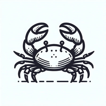 Crab. Seafood. Vector illustration. Black and white.の写真素材