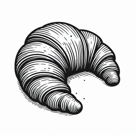 Illustration of a croissant in engraving style.の写真素材