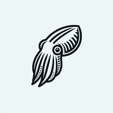 Squid icon isolated on light blue background. Vector illustration, EPS 10.