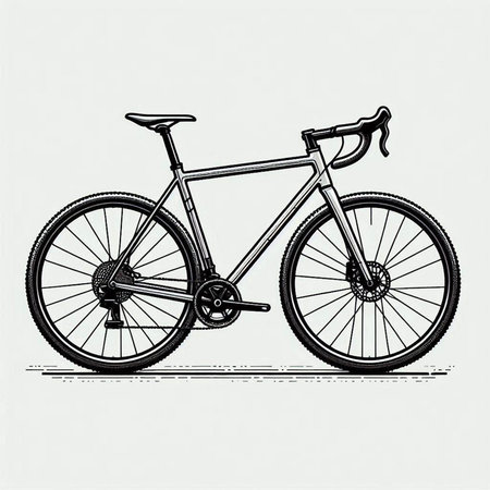Bicycle hand drawn vector illustration on white background. Side view.