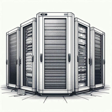network server room with hard drives - 3d illustration of server room