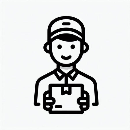 delivery man with box, vector icon, delivery man, courier