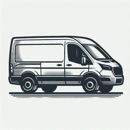 Vector illustration of a van on white background. Template for card, poster, banner, print for...