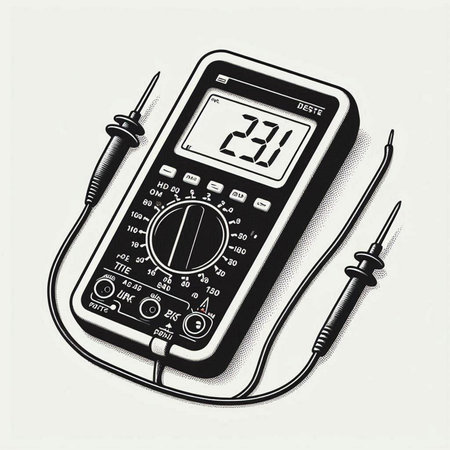 Digital multimeter. Vector illustration in vintage engraving style.