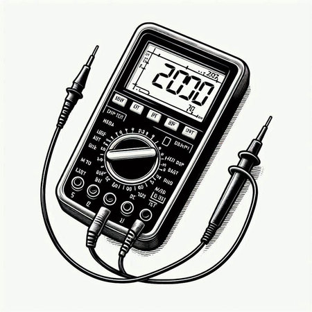 Digital multimeter on a white background. Vector illustration in retro style.