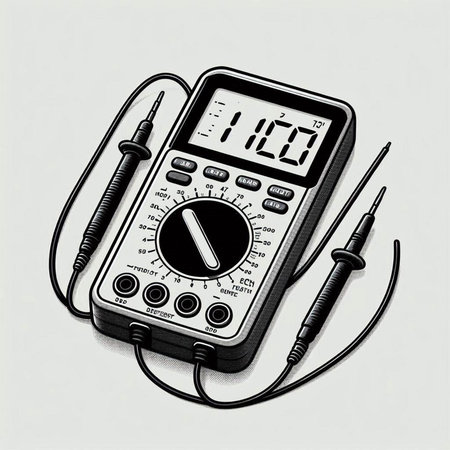 Digital multimeter on a white background. Digital multimeter. Digital multimeter.