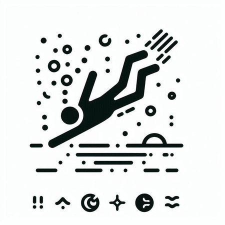 Diving icon, vector illustration. Flat design style, black and white.
