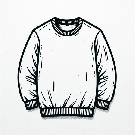 Cotton-jersey sweater sketch on white background. Vector illustration.