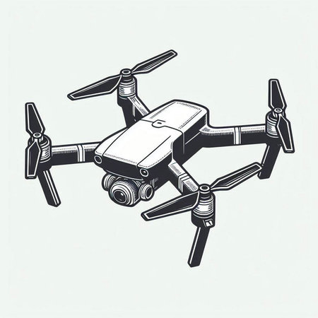 Drone with camera. Vector illustration of a quadcopter.