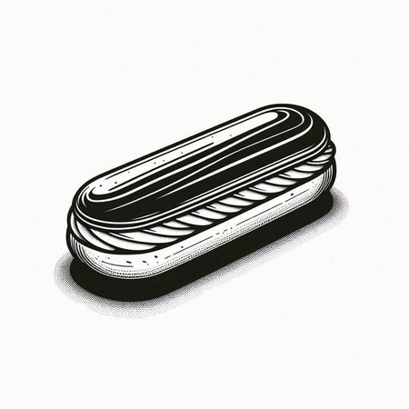 Retro engraving style illustration of a hotdog sandwich.
