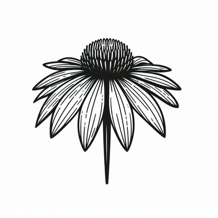 Echinacea flower on a white background. Hand drawn vector illustration.の写真素材