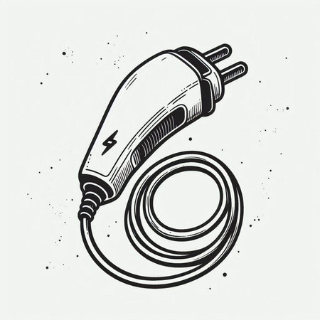 Electric plug. Hand drawn vector illustration in vintage engraving style.