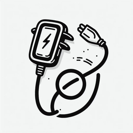 Hand drawn doodle of a battery charger. Vector illustration.