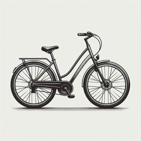 Bicycle monochrome vector illustration. Hand drawn vintage bicycle.