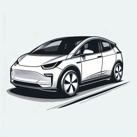 Vector image of a modern car on a light background. Side view.