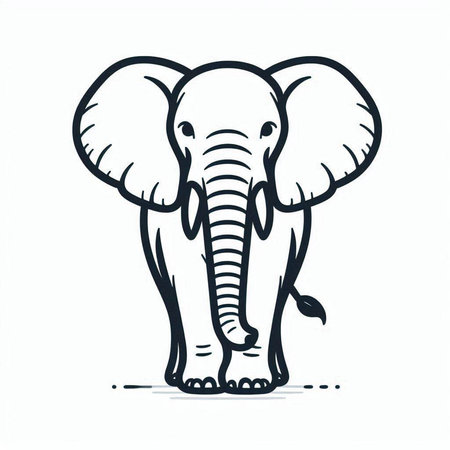 Vector image of an elephant on a white background. Hand drawing.の写真素材