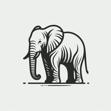 Elephant logo design. Hand drawn vector illustration of an elephant.の写真素材