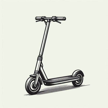 Electric kick scooter isolated on white background. Hand drawn vector illustration.