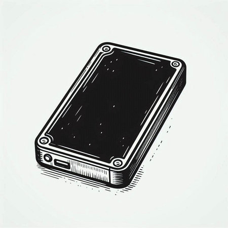 Vintage engraved style hand drawn sketch of a smartphone. Vector illustration.
