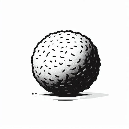 golf ball on a white background, illustration in old sketch style