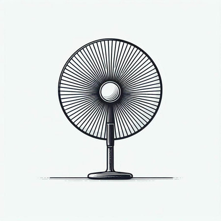 Vintage electric fan. Hand drawn illustration. Vector EPS 10.