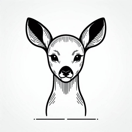 Vector image of the head of a deer on a white background.の写真素材