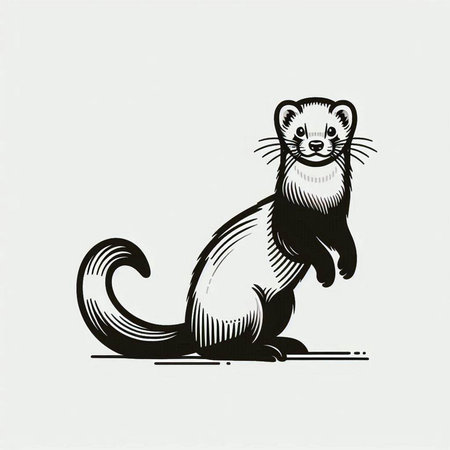 Ferret. Hand drawn vector illustration in engraving style.