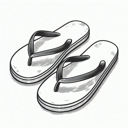 Sketch of flip flops isolated on white background. Vector illustration.