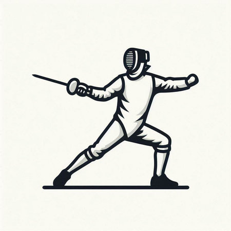Fencing. Hand drawn illustration of a fencer with a sword.