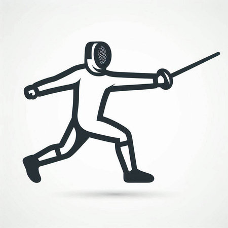 Fencing icon. Silhouette of a fencing athlete. Vector illustration