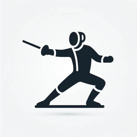 Fencing icon. Silhouette of a fencing player. Vector illustration