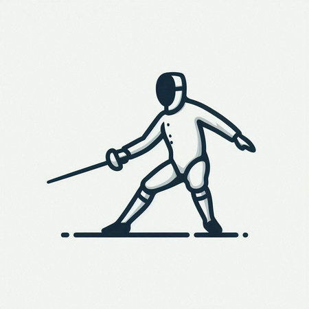Fencing icon, badge or logo template with a silhouette of a fencer