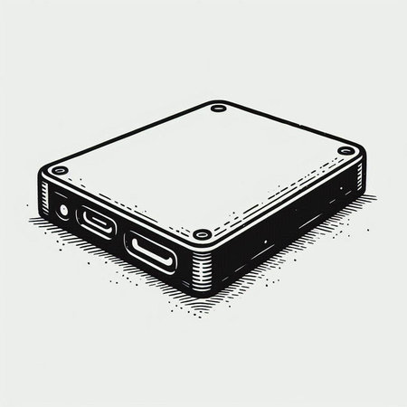 Vector isometric illustration of a hard drive on a white background.