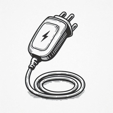 Electric plug icon. Hand drawn illustration of electric plug vector icon for web design