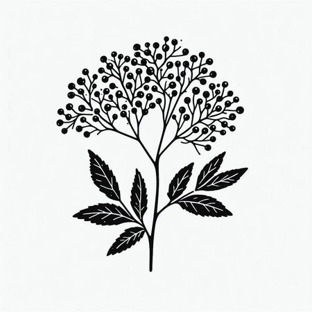Sorbus aucuparia. Hand drawn vector illustration.