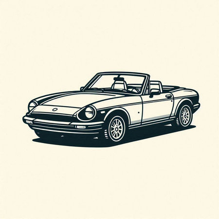 Retro car. Vector illustration. Isolated on white background.