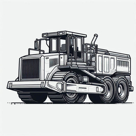 Bulldozer illustration. Vector illustration of a heavy construction vehicle.