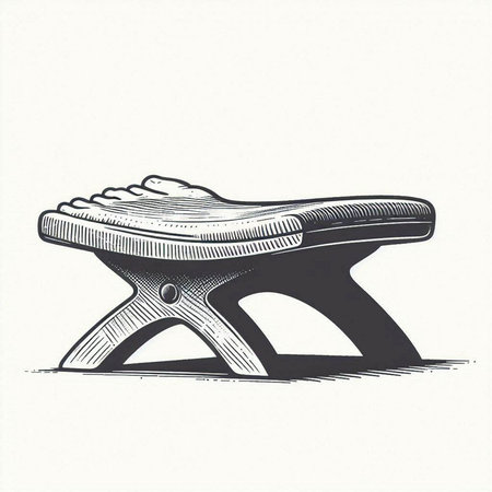 Illustration of a chair for massage in vintage engraving style
