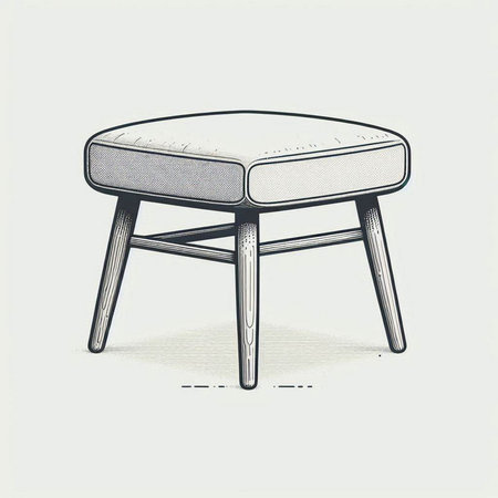 Illustration of a stool in vintage style. Hand drawn illustration.の写真素材