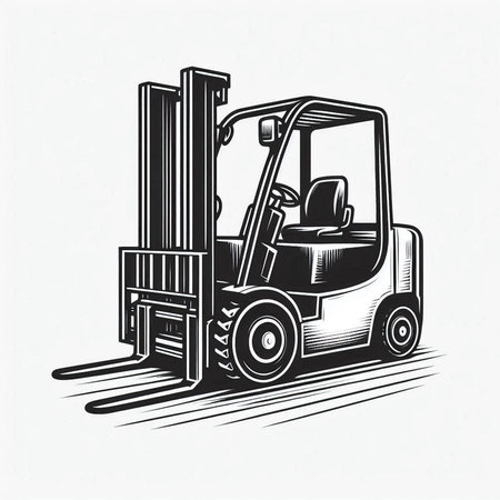 Forklift truck vector illustration isolated on white background. Side view.